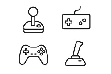 Joystick Line Icon Bundle Editable Stroke Minimalistic Linear Pictogram for Video Game Controllers Classic and Modern Games Design Vector Cartoon Illustration