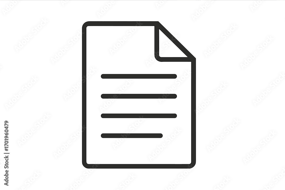 Poster document icon. file page symbol. paper sheet with text lines. simple line art pictogram for web and 