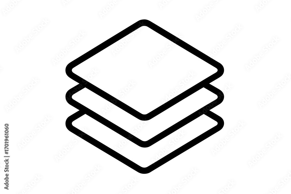 Aufkleber layers line icon. stack of files, paper, or documents. ui element for app and web design. concept of
