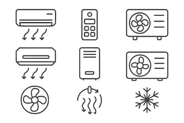 Pulse and cardiogram thin line icon pack, editable stroke vector illustrations for websites, apps, books, cards, healthcare, medical monitoring, ECG and heartbeat symbols