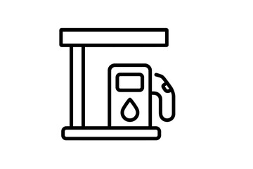 Simple linear gas station icon with fuel pump, editable stroke, minimalistic style, modern vector design for apps, banners, cards, posts, web and UI elements