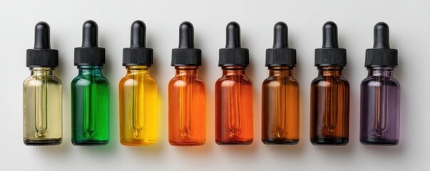 Collection of Colorful Essential Oil Bottles