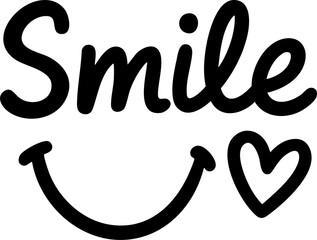 Smile text sticker PNG hand-drawn doodle style with transparent background, inspirational lettering illustration for positive message, greeting card, t-shirt design, poster, and creative projects
