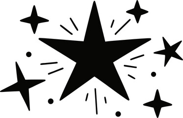 Star doodle icon PNG with transparent background, hand-drawn star illustration for decoration, logo, scrapbook, poster, web, digital artwork, and creative design projects