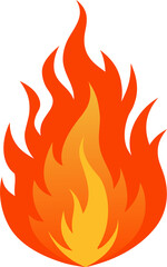 Fire flame PNG with transparent background, burning hot flame illustration for heat, energy, danger, campfire, explosion, bonfire, poster, digital artwork, and creative design projects