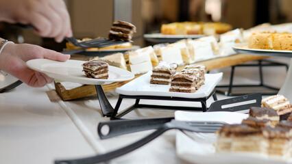 Indulge in a Delicious Assortment of Cakes Served at an Exquisite Buffet Experience