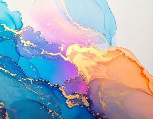 Fototapeta premium Abstract colorful fluid art with gold accents