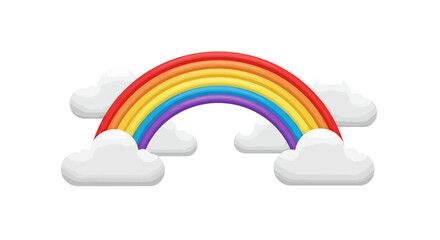 Cartoon Rainbow with Clouds Colorful Weather Illustration 1.