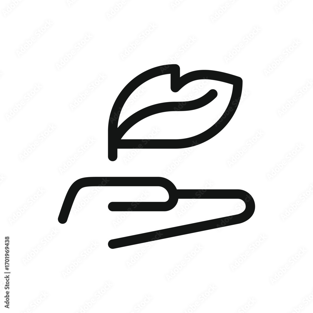 Poster swan feather in hand line icon, soft vector symbol with editable stroke