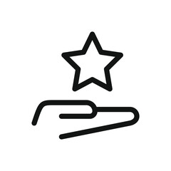 Hand holding a star line icon, star in hand vector symbol with editable stroke