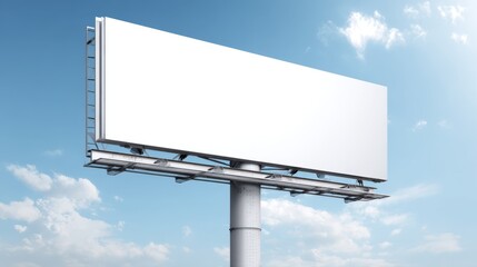 Obraz premium Blank Billboard Mockup Against a Sunny Sky, Ideal for Advertising and Marketing Campaigns