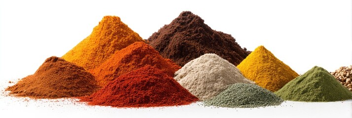 Colorful piles of various powdered spices (1)
