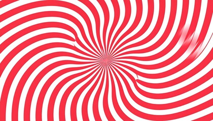 A vibrant, radiating design features swirling red and white stripes, creating a dynamic visual effect.