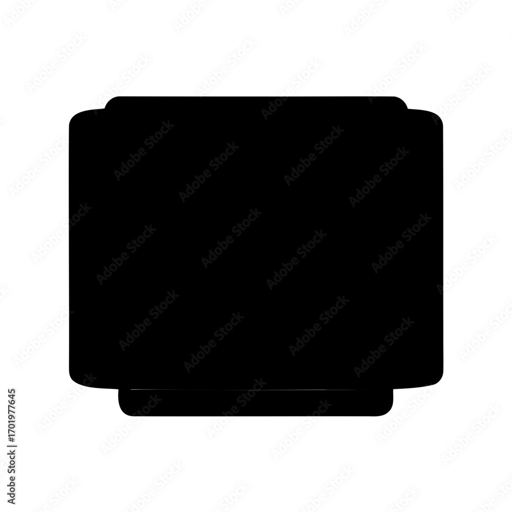 Aufkleber simple black square with rounded corners and extensions on white background