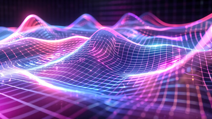 Mathematical wave function represented as futuristic neon curves