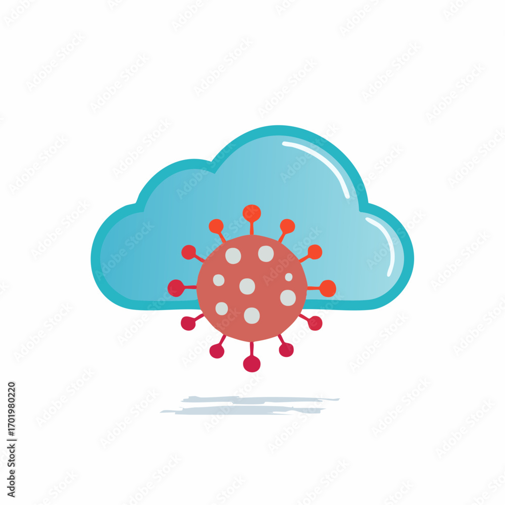 Poster cloud computing security with virus icon