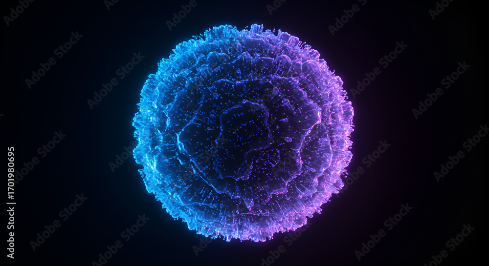 Poster abstract glowing sphere with intricate surface details and dynamic lighting