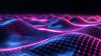 Mathematical wave function represented as futuristic neon curves