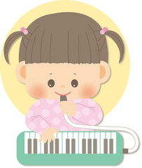 鍵盤ハーモニカを演奏する女の子