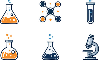 Flat Icons of Laboratory Equipment for Educational Use