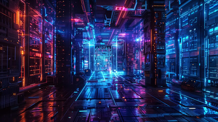 Digital art of quantum computer room, futuristic glowing machine