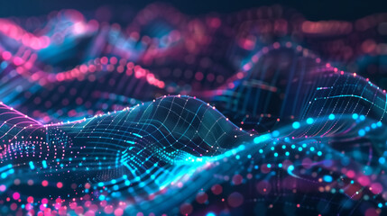 Abstract vector illustration of quantum computing, overlapping q