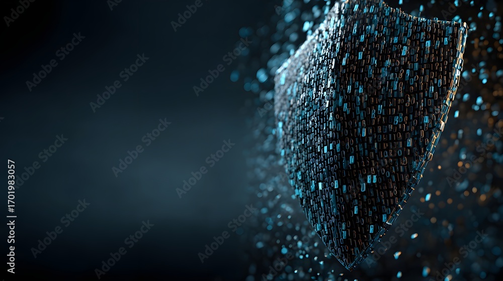 Poster cybersecurity shield digital shield symbolizing cybersecurity and data protection with abstract ligh