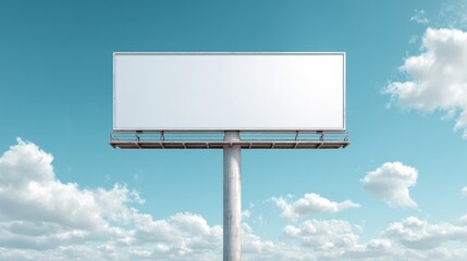Obraz premium Blank Billboard Against a Sunny Sky with Clouds, Ideal for Outdoor Advertising Mockups and Marketing Campaigns