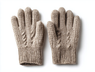 Knitted Wool Gloves on White, 흰 배경 위의 니트 울 장갑