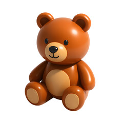 Obraz premium 3D Bear Icon – Cute Wildlife Animal Cartoon Illustration with Transparent Background