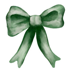 Elegant green watercolor bow for textile and wrapping designs showcasing seamless patterns