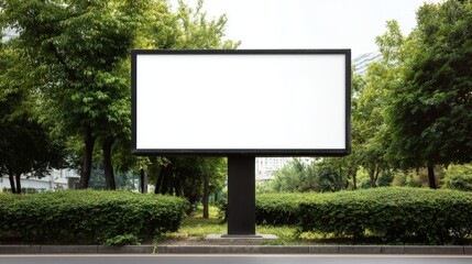 Blank Billboard Mockup Surrounded by Greenery, Ideal for Advertising and Marketing Campaigns in Urban Environment