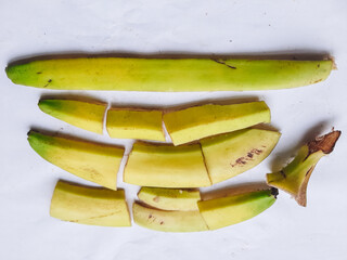 Banana peel isolated on white background. The benefits of banana peels can also be recycled into...