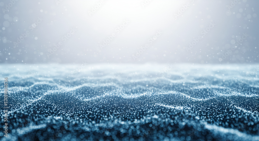 Poster abstract sparkling wavy particle field with light background, modern design