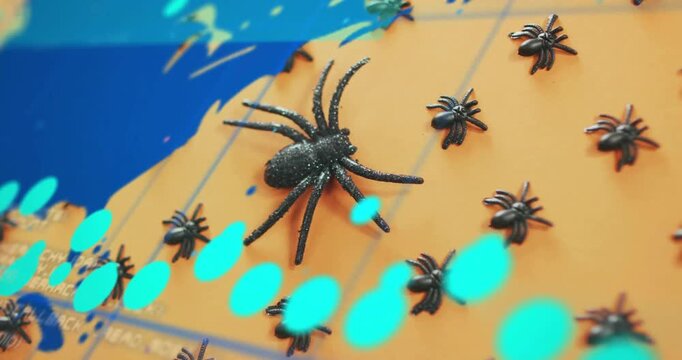 Scene opening showing spider on grid, teal nodes pulsing, blue layer expanding, visualizing data