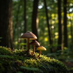 Forest Floor Fungi: Golden Hour Glow