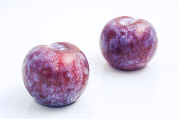 Plums on White Background Fresh Fruit Product Shot