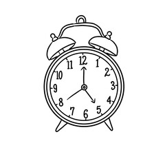 illustration of a sketch of an alarm clock at 5 o'clock