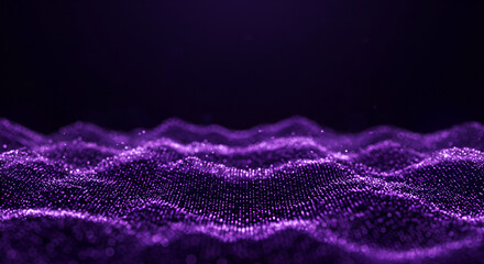 Elegant purple digital wave background with glowing particles for modern design
