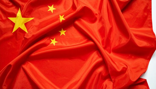 Chinese Flag Displayed on Fabric with Gold Stars on Red