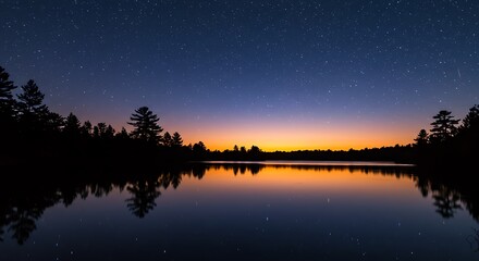 Twilight's Embrace: Lake Serenity Under a Starry Sky