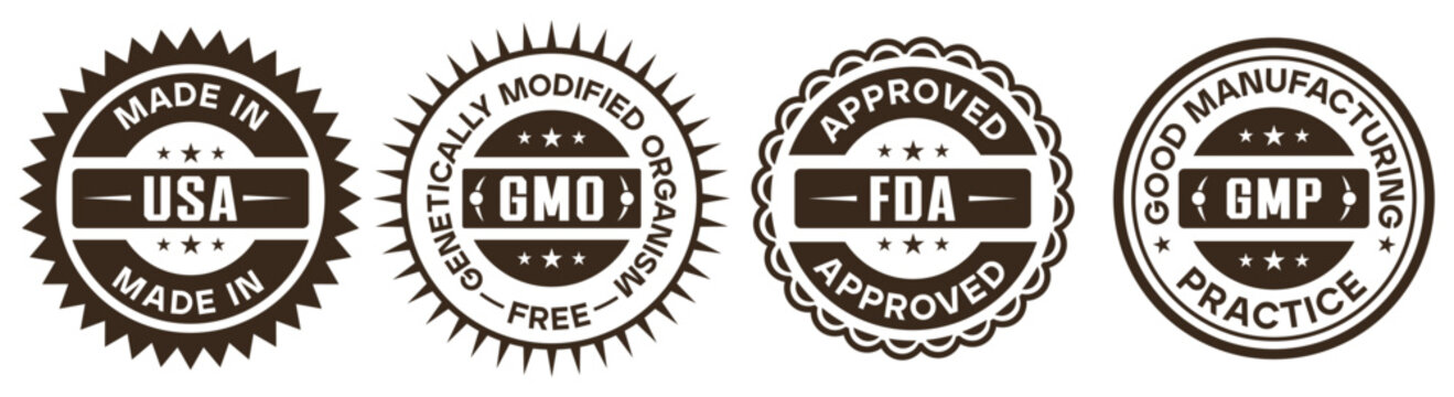 GMO FDA GMP USA Certification Seal Label Design