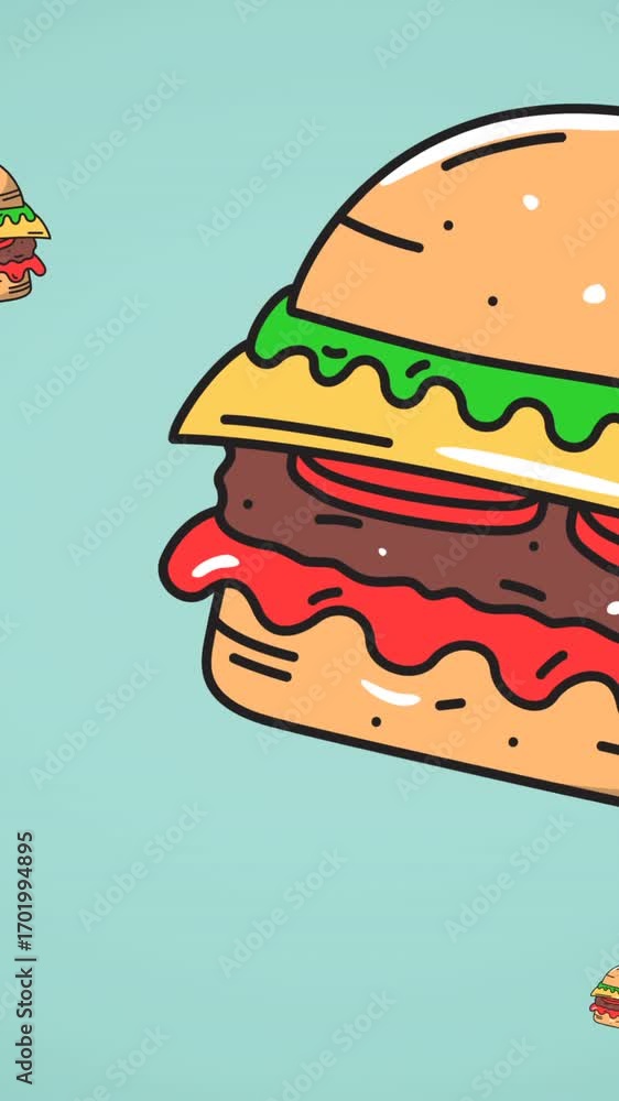 Poster animation of multiple hamburger icons on green background