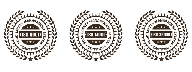 ISO Certified Food Safety Management Badge Label Design