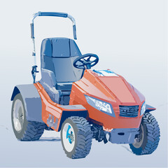 Naklejka premium Blue Ride-On Lawn Mower Illustration
