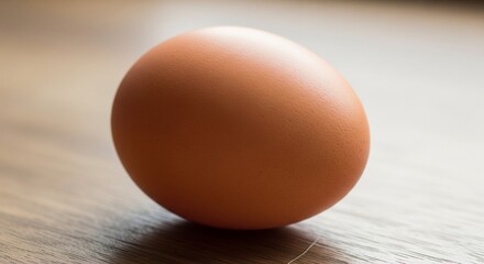 A Single Brown Egg Resting Peacefully on a Wooden Surface