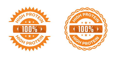 High Protein 100 Percent Nutrition Badge Label Design