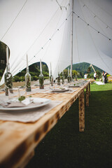 outdoor wedding table setting in boho style