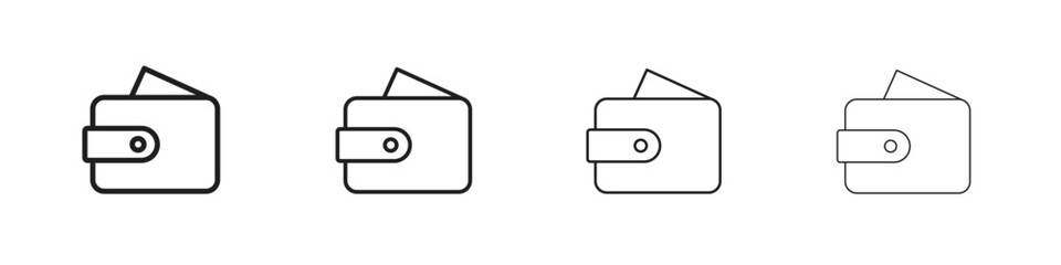 Wallet icons illustrations collection on white background. Pixel perfect vector graphics