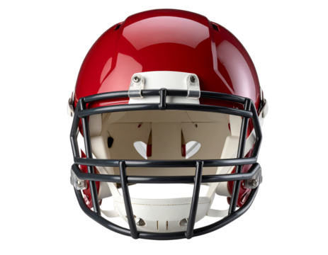 “Classic American Football Helmet Front View, Isolated on Transparent Background”